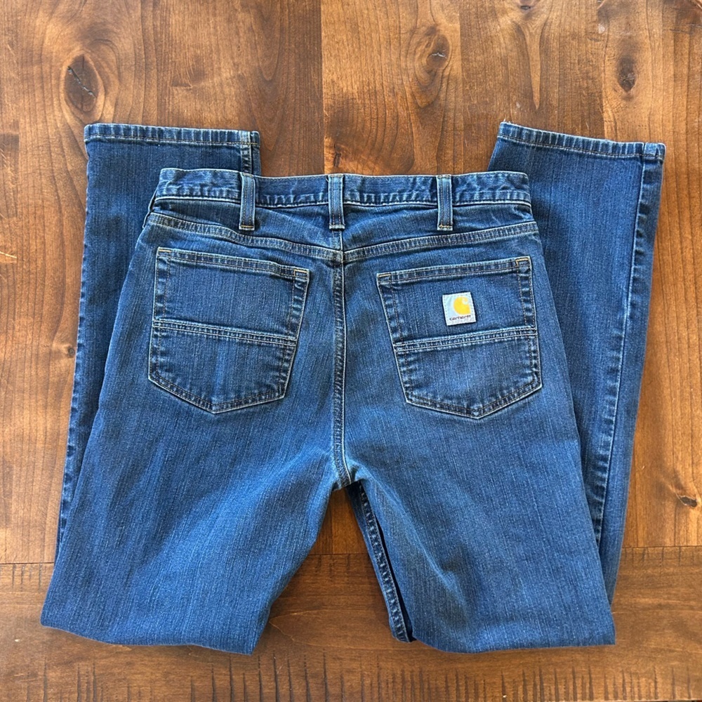 Carhartt Straight Fit Jeans Mens 32x32 Blue Denim Workwear Classic 5 Pocket - Picture 5 of 5
